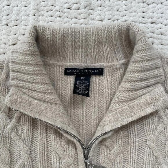 Sarah Spencer Women's Tan Wool Knit Zip-Up Sweater - Size 2X - Picture 2 of 5